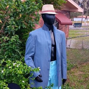 VITTORIO ST. ANGELO MEN'S (2) BUTTON LUXURY STRIPED BLAZER (W/CUSTOM INTERIOR)
